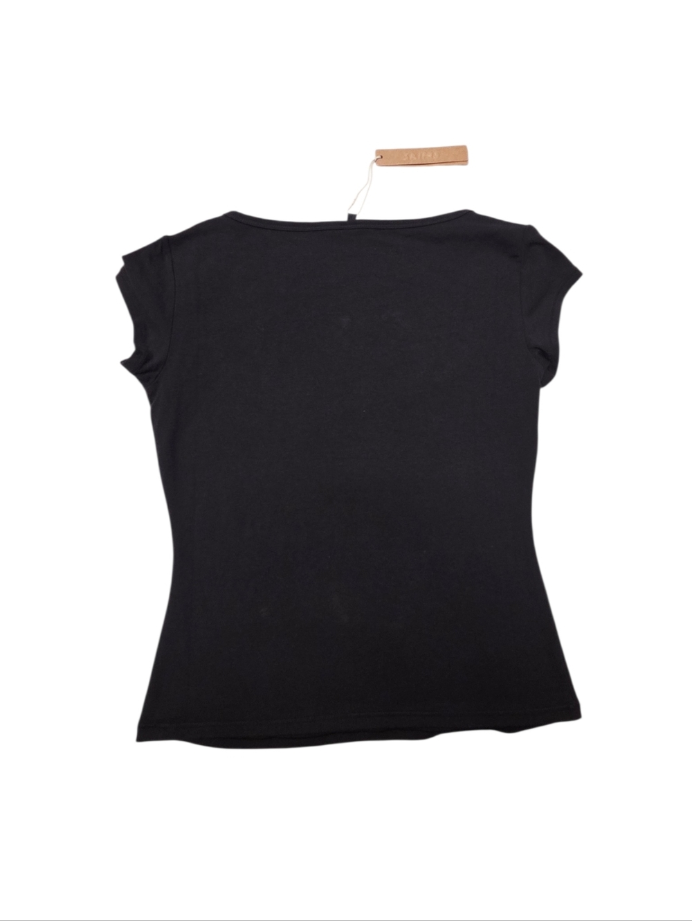 SKIMS COTTON JERSEY SCOOP NECK T SHIRT TOP SOOT BLACK SMALL NWT - Picture 3 of 4